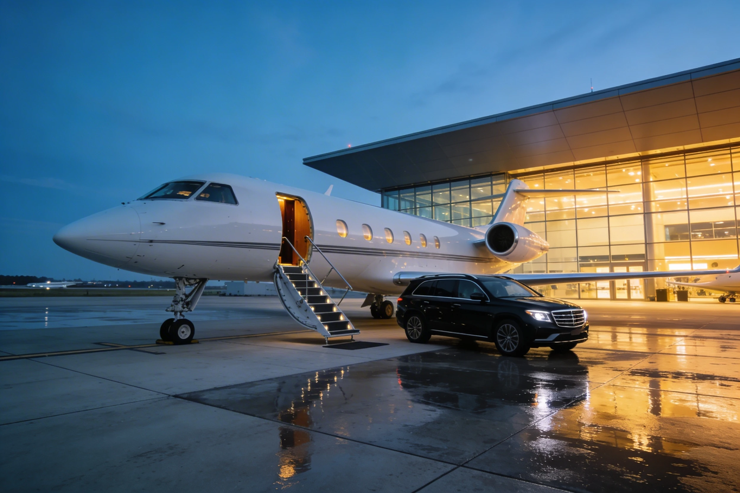 Private jet on runway — ready for departure